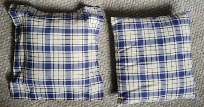 Set of 2 Decorative Throw Pillows Blue White Plaid Small Cute Bedroom Sofa Shelf - Imagem 1 de 4