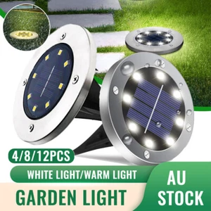 4/8/12 Solar Powered LED Buried Inground Recessed Light Garden Outdoor Deck Path - Picture 1 of 14