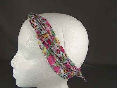 Rosa Gris Floral Flores Corbata Larga Envoltura Turbante Tela Torcida Diadema Pañuelo para la Cabeza Foto 1 de 4