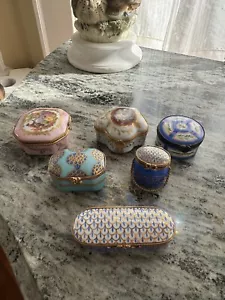 Juego de seis cajas de ataúd de porcelana pintadas a mano vintage Limoges Francia - Imagen 1 de 11