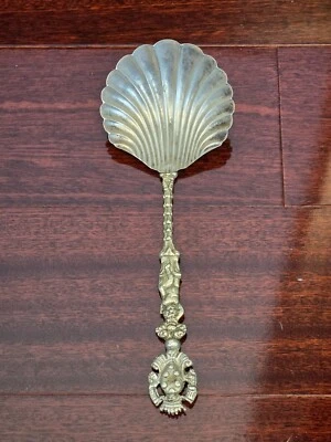 Vintage Italian Silver Seashell Serving Spoon 9" Long - 1920s-1950s Oceana - Image 1 of 4