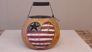 Handmade Hand Carved Primitive Artisan Gourd Hand Painted - Picture 1 of 8