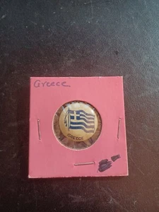 Greece Country Flag Flag Pin Back Button Vintage - Picture 1 of 2
