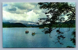 Postcard Vtg Taiwan Sun Moon Lake Boats Nature - Picture 1 of 2