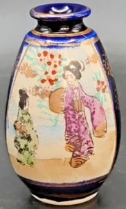 🎎 Vintage handbemalte Miniatur Vase - 6 cm hoch - japanisches Geisha Motiv  - Bild 1 von 6