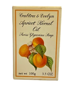 Jabón de aceite de grano de albaricoque Crabtree & Evelyn 1990 de colección glicerina suiza 3,5 oz nuevo en caja - Imagen 1 de 3