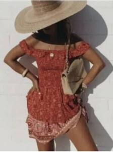 Spell & the Gypsy Collective Dahlia Ra-Ra Mini Dress Red Sz L - Picture 1 of 8