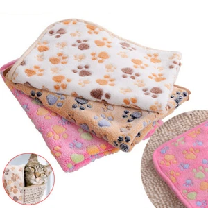 Fleece Paw Pet Prints Blanket Dog Cat Puppy Soft Warm Bed Mattress Cushion Mat - Picture 1 of 14