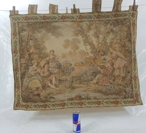 Vintage French Victorian People Joying Scene Wall Hanging Tapestry 94x70 cm - Picture 1 of 13