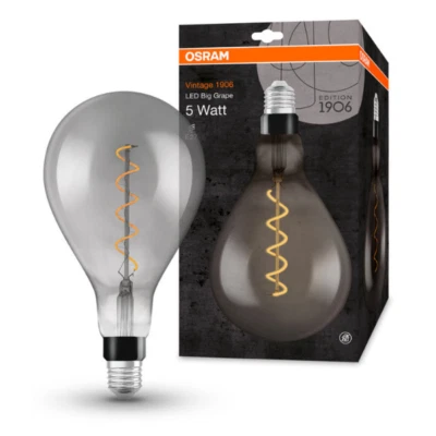 OSRAM 1906 LED E27 15W VINTAGE SPIRAL FILAMENT GLASS GLS ES BULB LARGE - SMOKE - Image 1 of 4