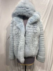 baby blue fox jacket horizontal design W/ Hood (93000) - Picture 1 of 2