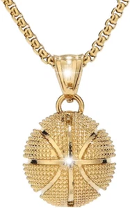 Basketball Necklace Basketball Pendant Necklace Stainless Steel Necklace Sports - Picture 1 of 12