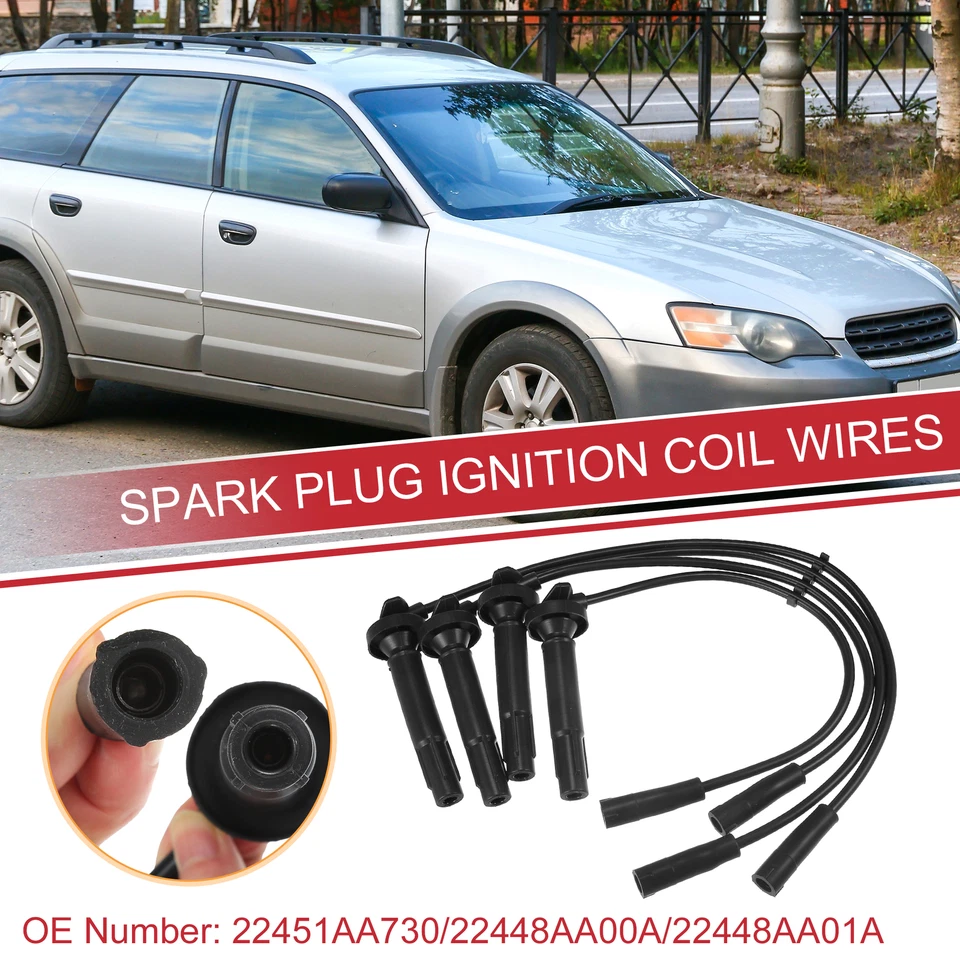 Cable de bobina de encendido de cable de bujía 4 piezas No.22451AA730 para Subaru Baja Outback Foto 1 de 4
