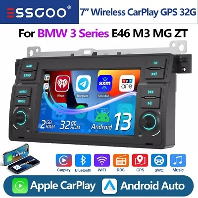 Android13 Apple Carplay Autoradio GPS RDS WiFi Für BMW 3er E46 M3 Rover 75 MGZT - Bild 1 von 4