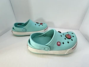 Crocs Clogs Kinder Größe J2 blaugrüne Slipperschuhe - Bild 1 von 8