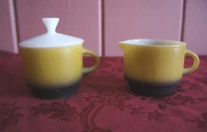 De colección. AZÚCAR Y CREMA DE VIDRIO DE LECHE DE COLOR ANCHOR HOCKING - Imagen 1 de 4