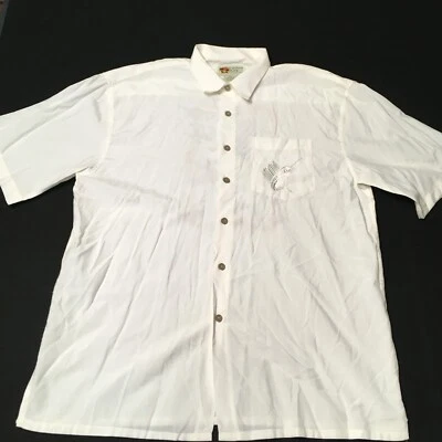 Paradise Key  Hawaiian Shirt  2XL IVORY CAMP Embroidered Resort BEACHcomber - Image 1 of 4