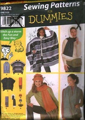 9822 Vintage Simplicity Sewing Pattern Misses Hat Poncho Scarf Wrap Scarf OOP - Image 1 of 2