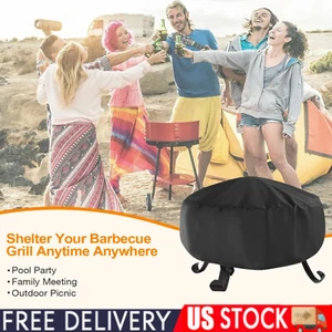 Pit Fire Cover Heavy Duty Waterproof round Fire Pit Bowl Cover 48 Inch Black - Picture 1 of 15