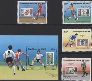 Niger 1986 Mexico World Cup Football set of 4 & MS, used - Picture 1 of 1