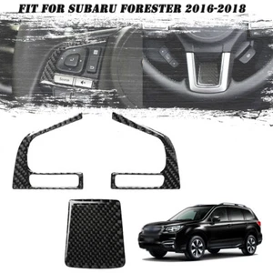 Borde de botón de volante de fibra de carbono real 3X para Subaru Forester 2016-2018 - Imagen 1 de 12