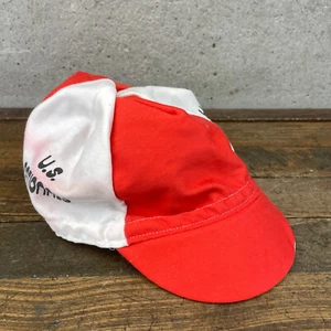 Vintage US Nationals Cycling Hat Cap Milwaukee Bicycle Race Eroica USA Red White - Picture 1 of 10
