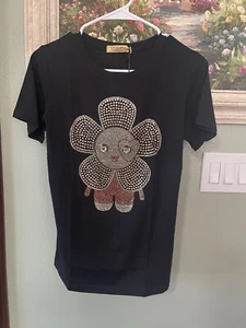Fashion  Smile Flower Black Women’s Size M ~ Medium Shirt  ~ New - Picture 1 of 11