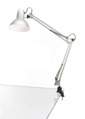 LAMPADA ESTETISTA SNODABILE ORIENTABILE E27 DA SCRIVANIA TAVOLO CON MORSETTO OLI - Immagine 1 di 4