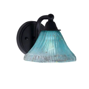 Toltec Paramount 1 Light Wall Sconce, Black/7" Teal Crystal - 3421-MB-458 - Picture 1 of 1