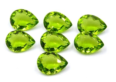Lab Created Peridot Pear Cut Lot Loose Gemstone 13x18 MM For Jewelry P-2955 - Image 1 of 4