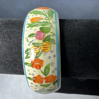 Brazalete de flores de madera colorido pintado a mano Foto 1 de 4