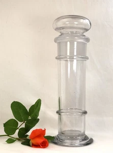 Rare Pot d'apothicaire en verre transparent ancien, Bouchon en Verre - Imagen 1 de 8