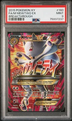 M Mewtwo EX (160 Full Art) 160/162 Breakthrough Holo PSA 9 Mint 2015 Pokemon XY - Image 1 of 2