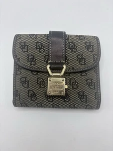 Dooney & Bourke Signature 1975 Canvas Leather Trim Wallet Black Tan Vintage - Picture 1 of 6