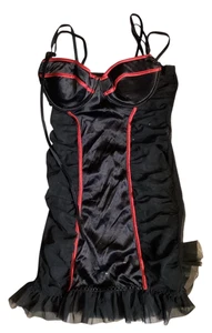Fredericks Of Hollywood Sheer Red And Black Lingerie Dress Small - Picture 1 of 5
