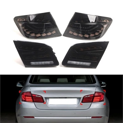 1 Set ABS Tail Lights Rear Lamps Brake Light For BMW 5 Series F10 F18 10-17 Grey - Image 1 of 4