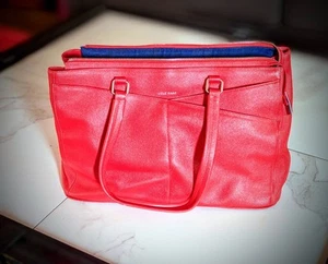 Leather Purse Red Tote Bag By Cole Haan American Airlines Flight Crew Handbag - Picture 1 of 14