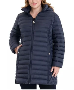 Piumino imbottito Michael Kors taglie forti con cappuccio impacchettabile - nero - 4X - ECCEZIONALE - Foto 1 di 24