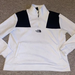 Ladies North Face Quarter Zip Fleece Large U.K. 12 Black Beige - Picture 1 of 12