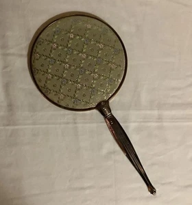 Espejo tocador de mano vintage de 14" Art Deco dorado con flores - Imagen 1 de 2