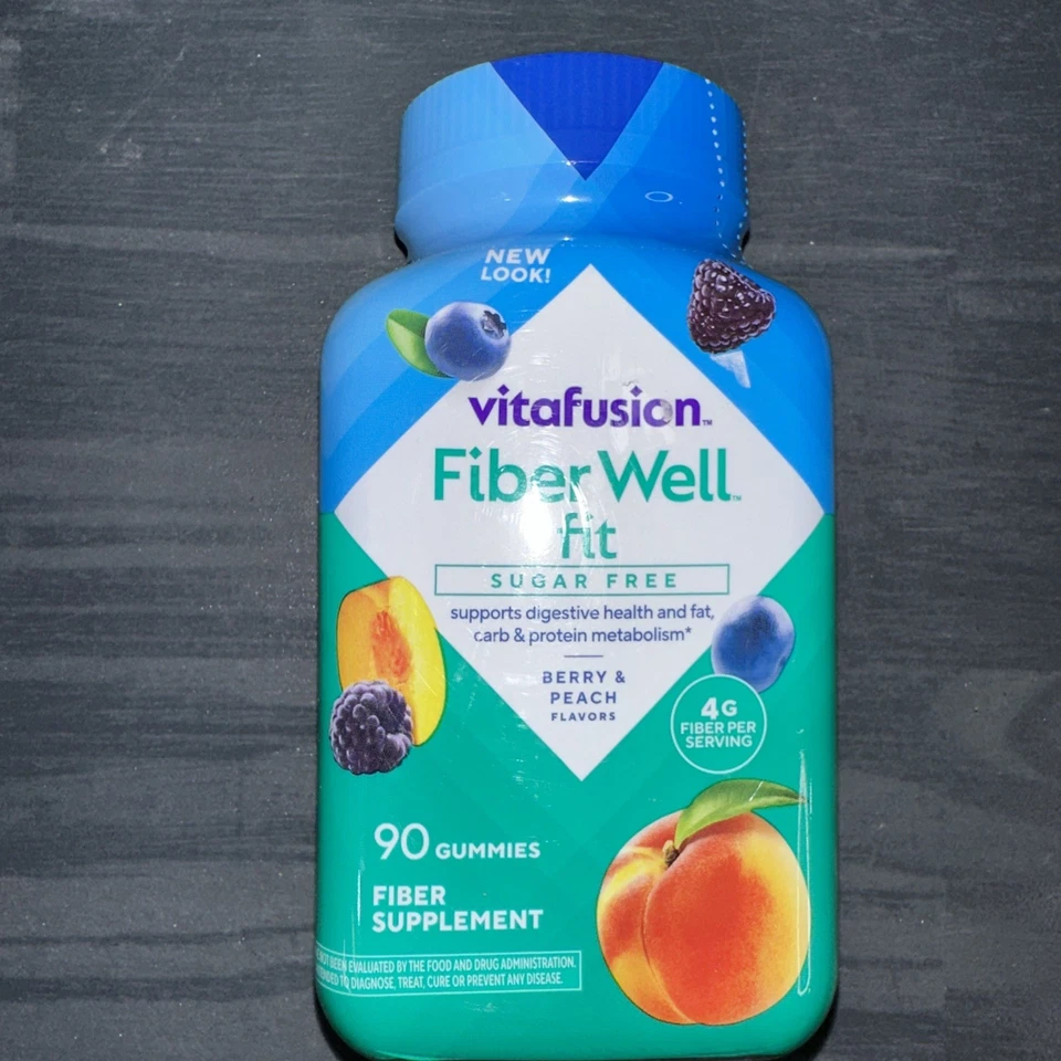 Suplemento de fibra Vitafusion fibra bem sem açúcar 90 gomas baga-pêssego 7/26 - Imagem 1 de 3