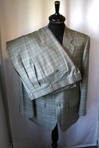 Vtg Majestys Forces green check cashmere 2 piece suit 40" W 34 L 29 mod revival - Picture 1 of 17