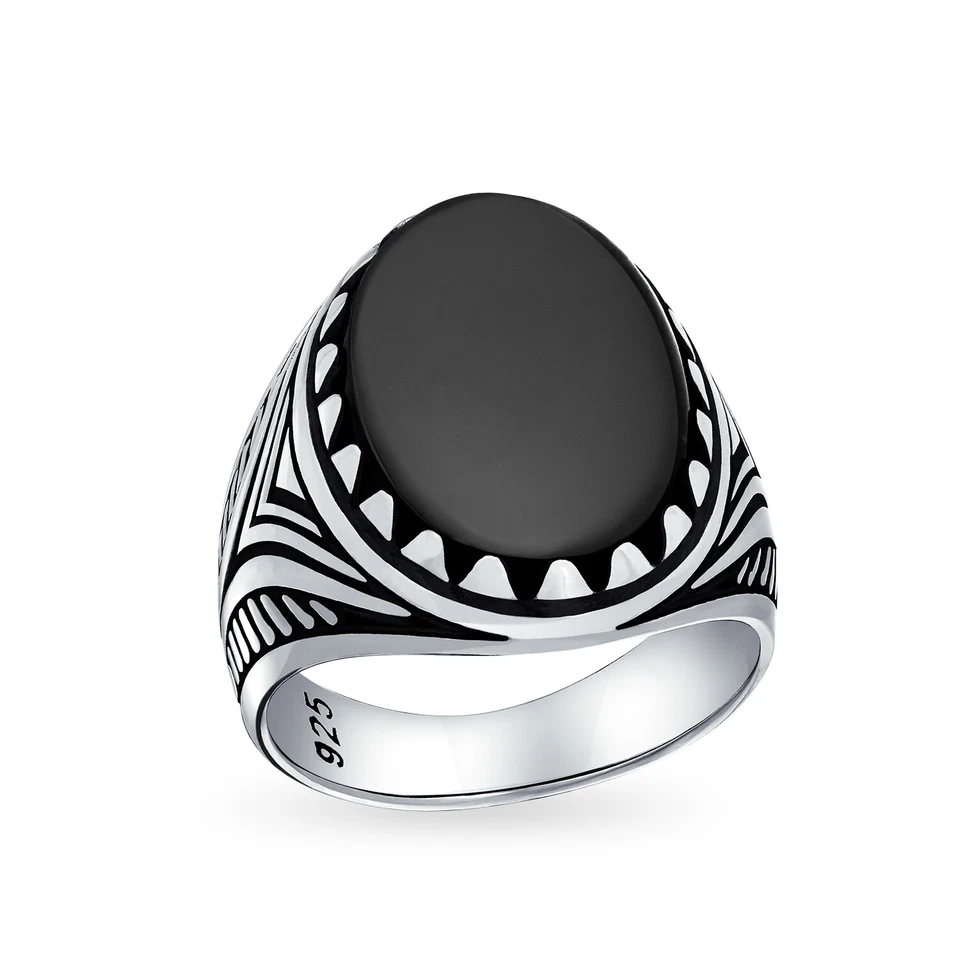 Anillo de plata para hombre negro ónix azul turquesa ojo de tigre piedras preciosas diseño garra de león Foto 1 de 2