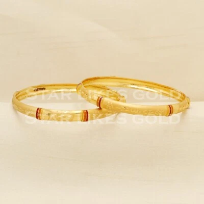 Brazalete de oro 22k para mujer tamaño 6,2 cm con sello de boda y festival Foto 1 de 4