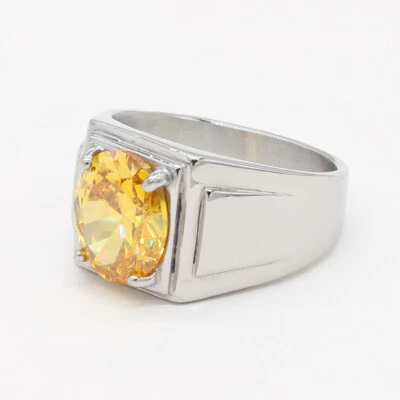 男式女式圆形多色石戒指银色不锈钢小指派对礼物 — 第 1/4 张图片