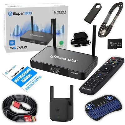 IN-STOCK SuperBox S6 Pro Bundle 8K HDMI, 64GB Card/Drive, WiFi Extender,Keyboard - Image 1 of 4