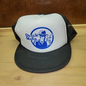 Dutch Bros Mafia Hat Cap Snap Back Black White Coffee Mesh Foam Trucker Barista - Picture 1 of 8