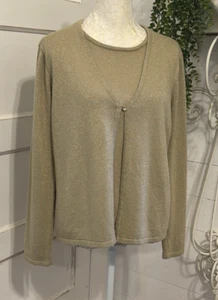 Croft & Barrow Size XL Petite Gold Shimmer Sparkle Sweater Long Sleeve - Picture 1 of 14