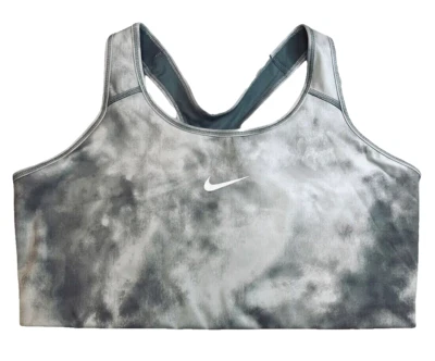 NEW! Nike [2X] Swoosh Yoga Bra Women's Plus Size, Smoke Grey/White DJ2744-084 - Image 1 of 2