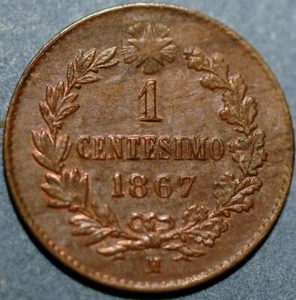 1867 M Italy Centesimo Vittorio Emanuele II KM# 1.1 - Picture 1 of 2